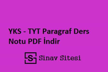 YKS - TYT Paragraf Ders Notları Pdf İndir